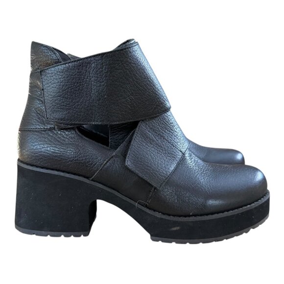 Shellys London Womens Leather Platform Ankle Boot Black Size 9 Moto - Picture 2 of 12